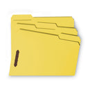 Smead WaterShed CutLess Reinforced Top Tab Fastener Folders, 2 Fasteners, Letter Size, Yellow Exterior, 50/Box