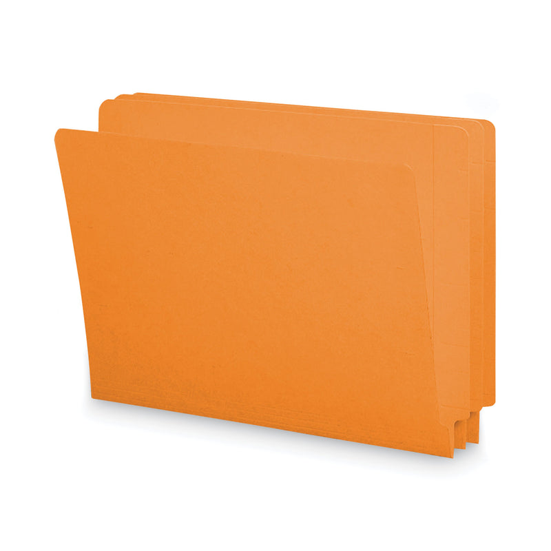 Smead Shelf-Master Reinforced End Tab Colored Folders, Straight Tabs, Letter Size, 0.75" Expansion, Orange, 100/Box