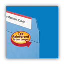 Smead WaterShed CutLess Reinforced Top Tab Fastener Folders, 2 Fasteners, Letter Size, Blue Exterior, 50/Box