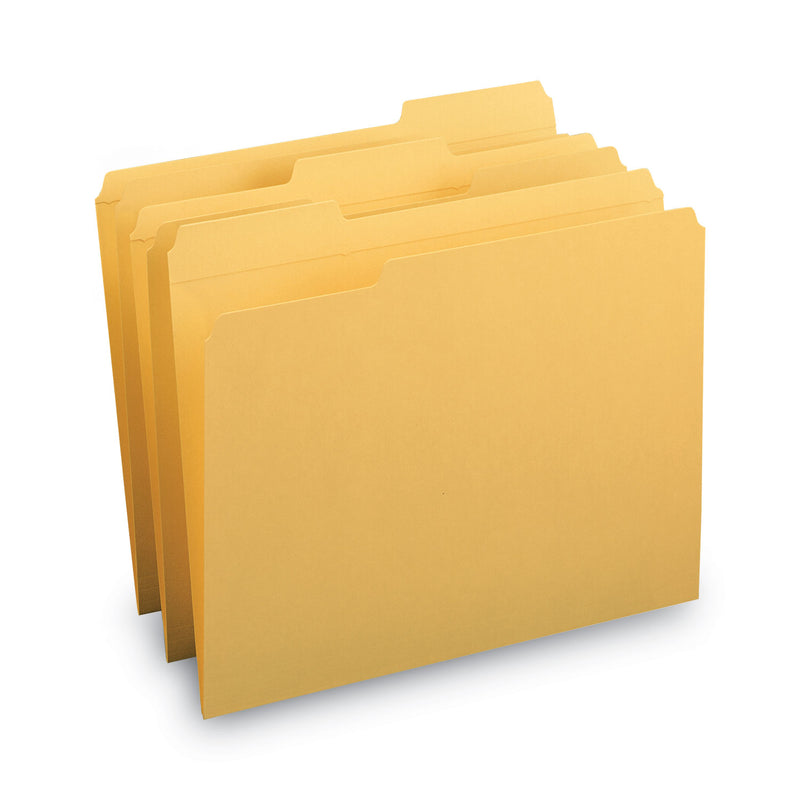 Smead Reinforced Top Tab Colored File Folders, 1/3-Cut Tabs: Assorted, Letter Size, 0.75" Expansion, Goldenrod, 100/Box