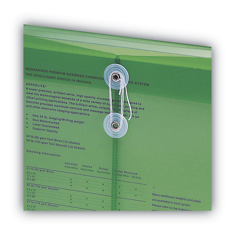 Smead Poly String and Button Interoffice Envelopes, Open-End (Vertical), 9.75 x 11.63, Transparent Green, 5/Pack