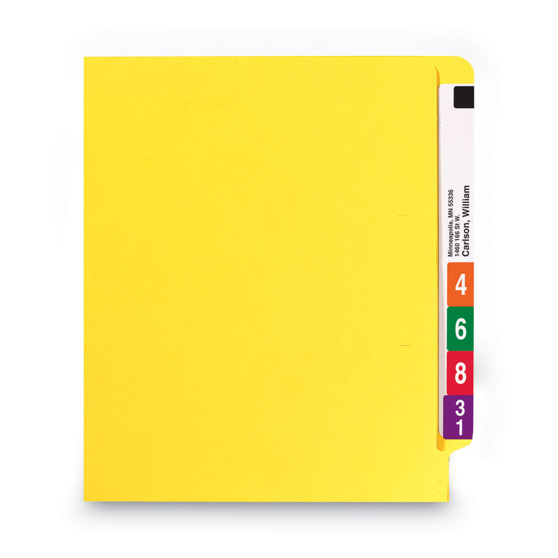Smead Shelf-Master Reinforced End Tab Colored Folders, Straight Tabs, Letter Size, 0.75" Expansion, Yellow, 100/Box