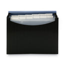Smead 12-Pocket Poly Expanding File, 0.88" Expansion, 12 Sections, Cord/Hook Closure, 1/6-Cut Tabs, Letter Size, Black/Blue