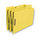 Smead WaterShed CutLess Reinforced Top Tab Fastener Folders, 2 Fasteners, Letter Size, Yellow Exterior, 50/Box