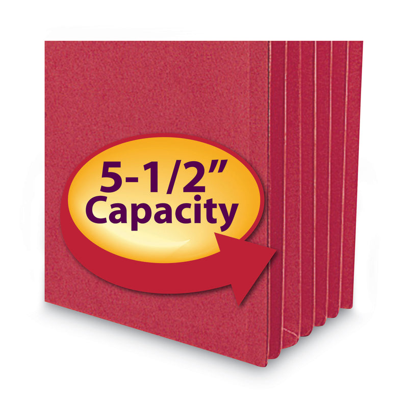 Smead Colored File Pockets, 5.25" Expansion, Letter Size, Red