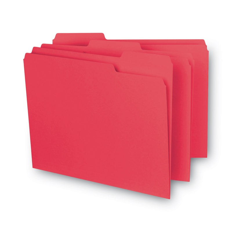 Smead Interior File Folders, 1/3-Cut Tabs: Assorted, Letter Size, 0.75" Expansion, Red, 100/Box