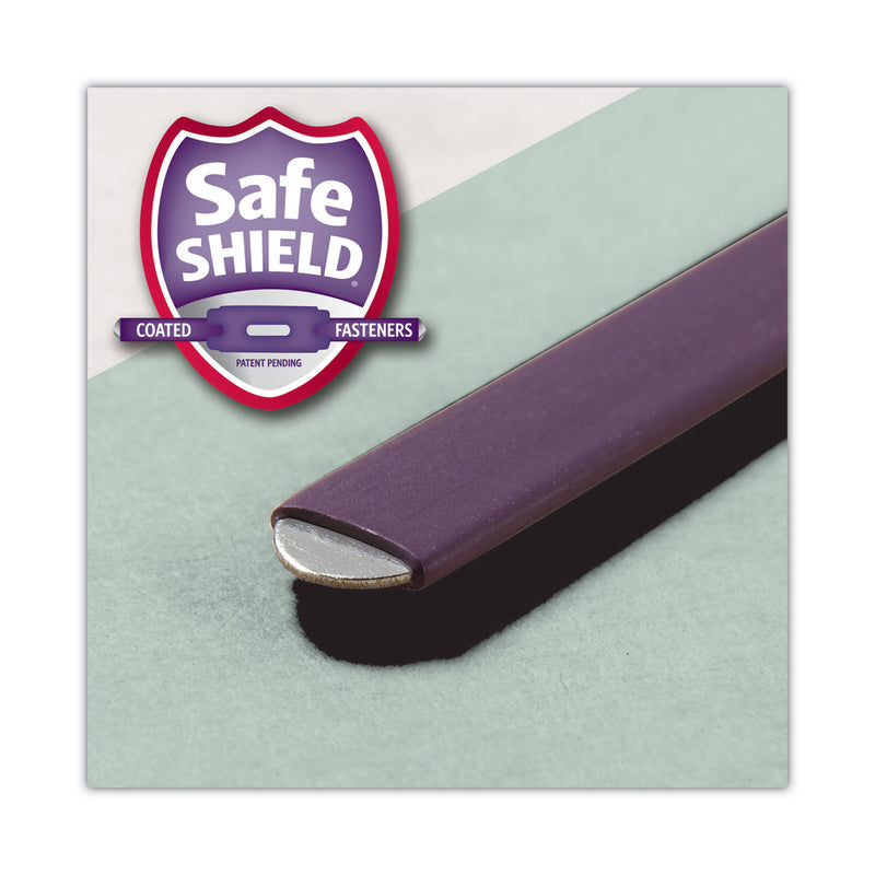 Smead End Tab Pressboard Classification Folders with Two SafeSHIELD Coated Fasteners, 2" Expansion, Letter Size, Gray-Green, 25/Box