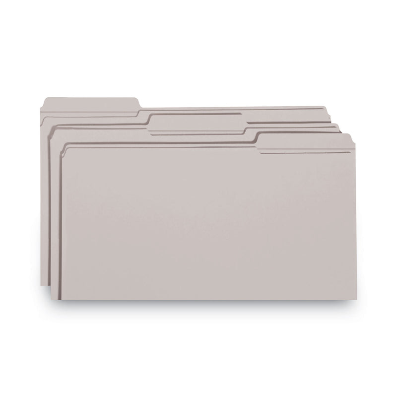 Smead Reinforced Top Tab Colored File Folders, 1/3-Cut Tabs: Assorted, Legal Size, 0.75" Expansion, Gray, 100/Box