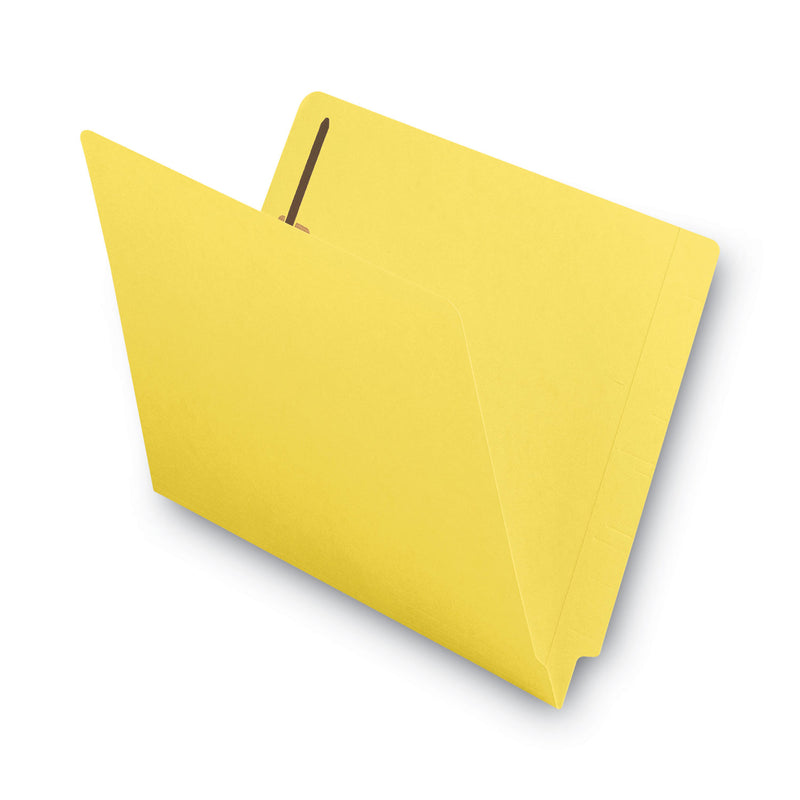 Smead WaterShed CutLess End Tab Fastener Folders, 2 Fasteners, Letter Size, Yellow Exterior, 50/Box