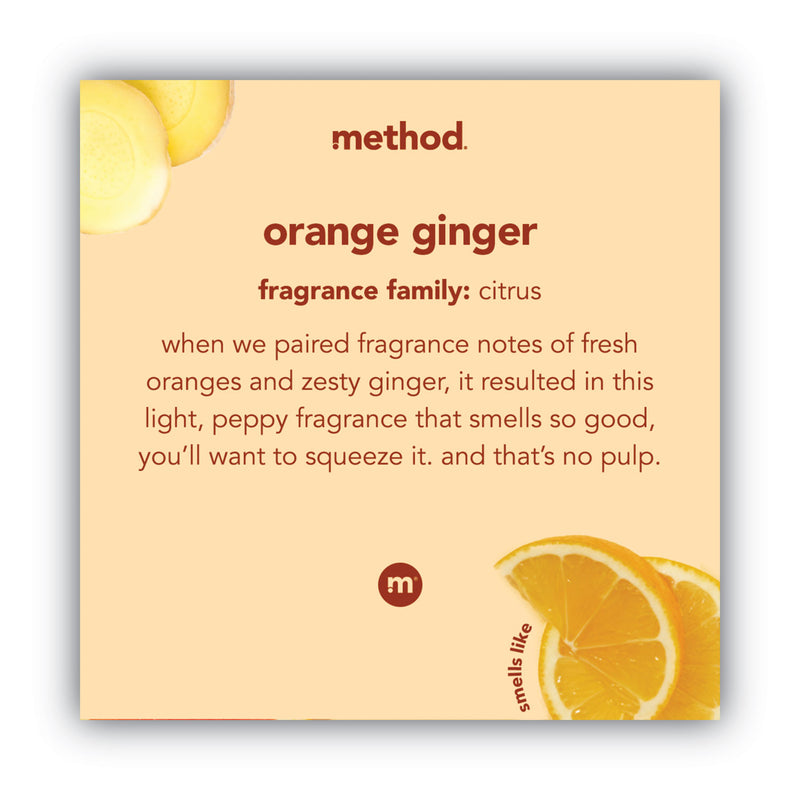 Method Foaming Hand Wash, Orange Ginger, 10 oz Pump Bottle, 6/Carton