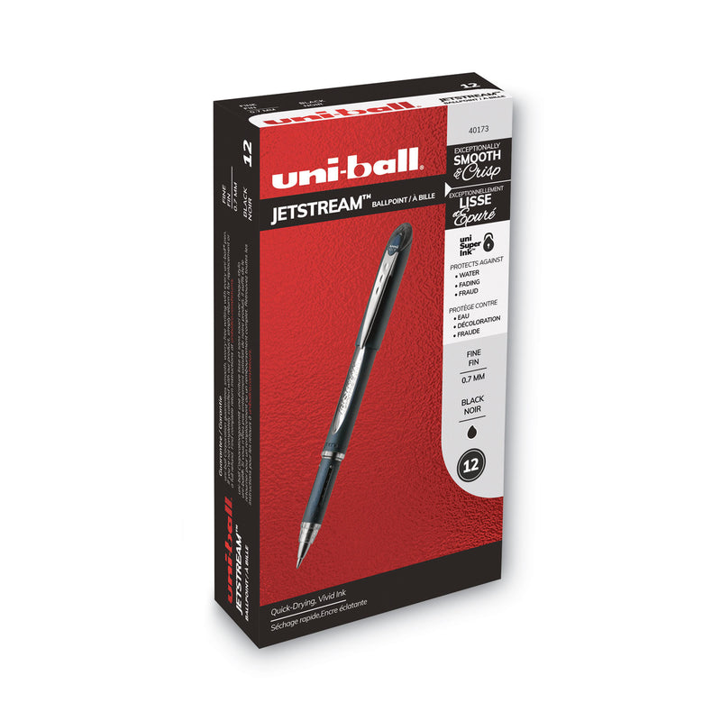 uniball Jetstream Ballpoint Pen, Stick, Fine 0.7 mm, Black Ink, Black Barrel