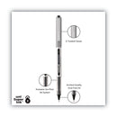 uniball VISION Roller Ball Pen, Stick, Fine 0.7 mm, Black Ink, Black/Gray Barrel, Dozen