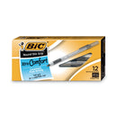 BIC Round Stic Grip Xtra Comfort Ballpoint Pen, Stick, Fine 0.8 mm, Black Ink, Gray/Black Barrel, Dozen