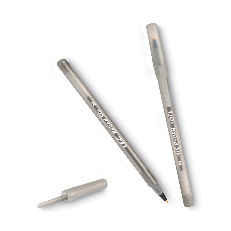 BIC Round Stic Xtra Life Ballpoint Pen Xtra-Value Pack, Stick, Medium 1 mm, Black Ink, Black Barrel, 240/Carton