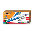 BIC 4-Color Multi-Function Ballpoint Pen, Retractable, Medium 1 mm, Black/Blue/Green/Red Ink, Blue Barrel