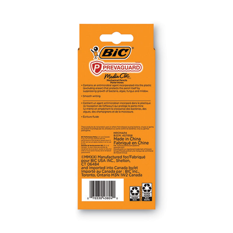 BIC PrevaGuard Media Clic Mechanical Pencils, 0.7 mm, HB (