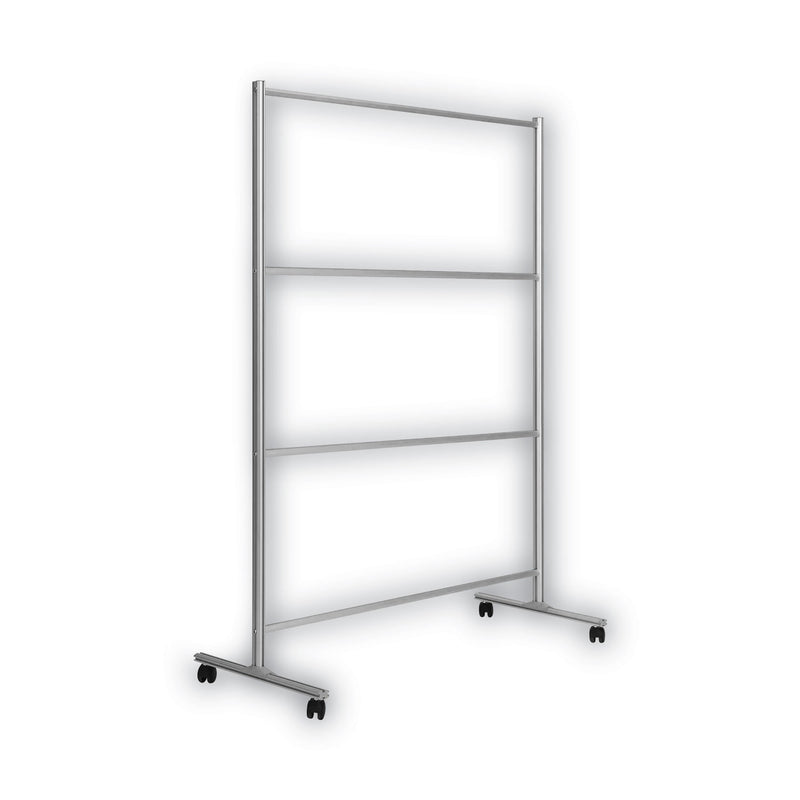 MasterVision Protector Series Mobile Glass Panel Divider, 49 x 22 x 81, Clear/Aluminum