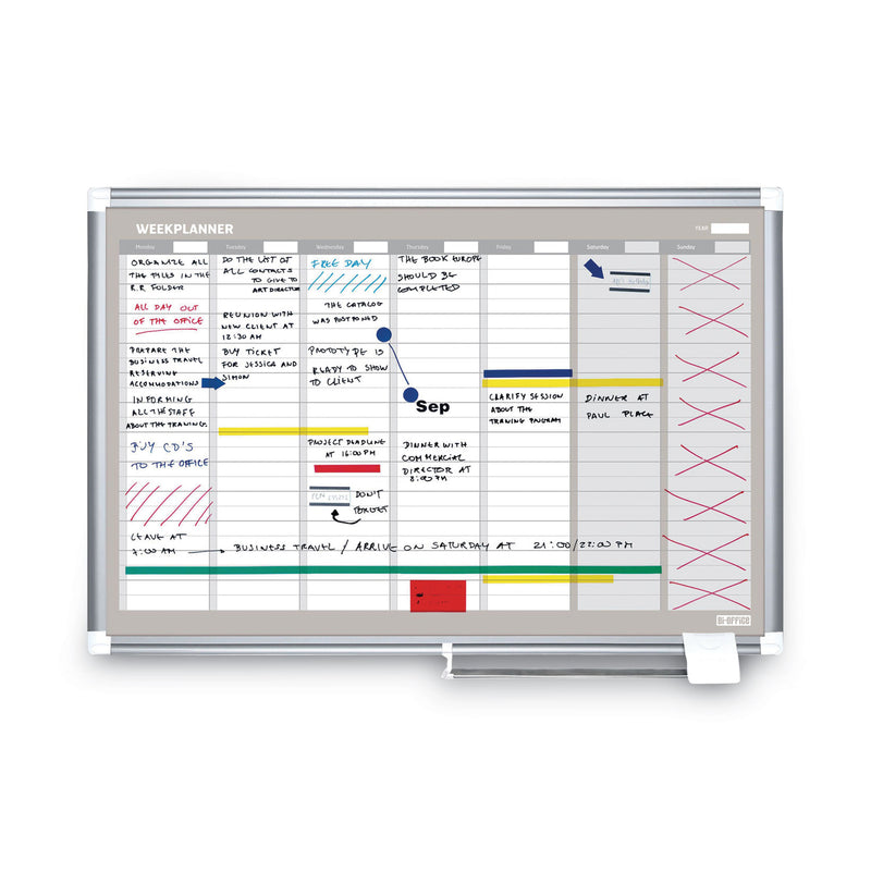 MasterVision Weekly Planner, 36x24, Aluminum Frame