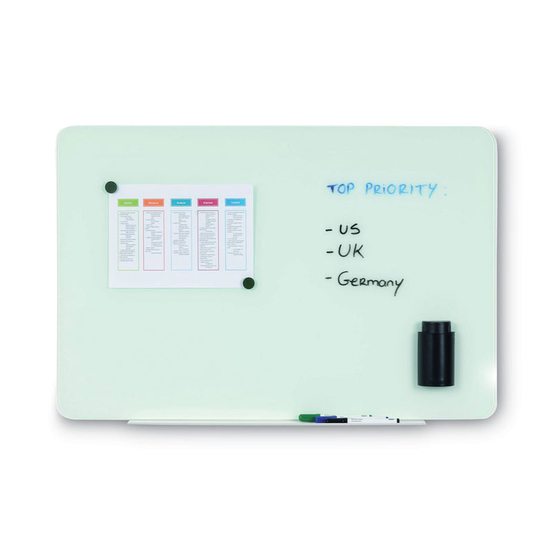 MasterVision Magnetic Glass Dry Erase Board, 48 x 36, Opaque White