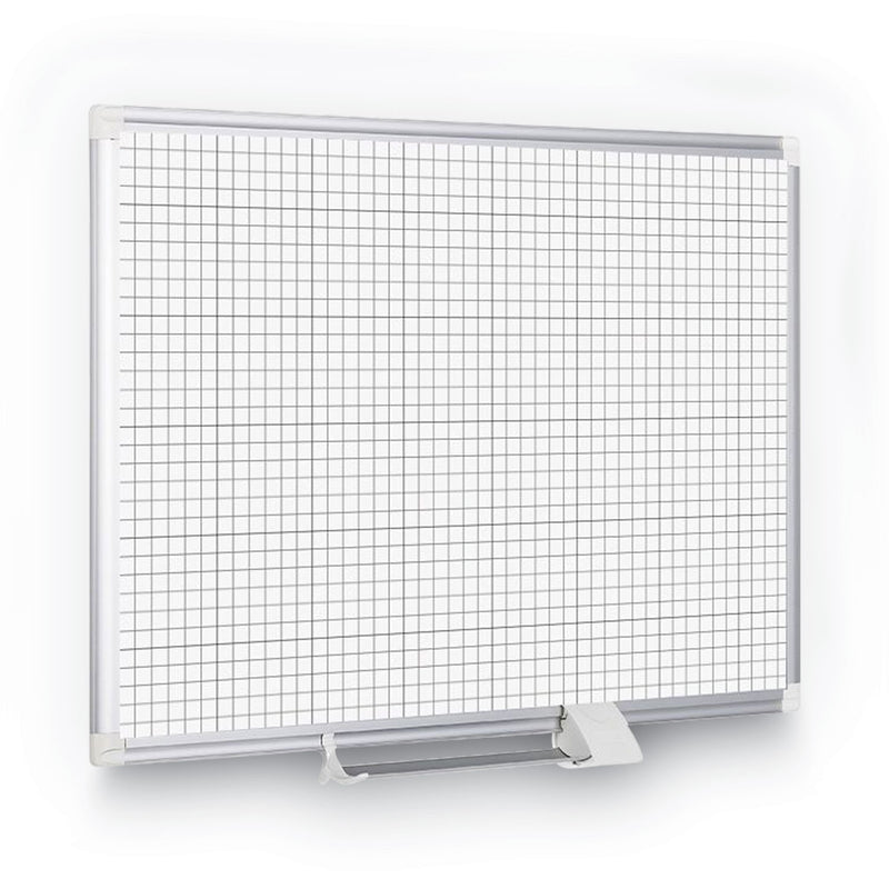 MasterVision Grid Planning Board, 1" Grid, 72 x 48, White/Silver