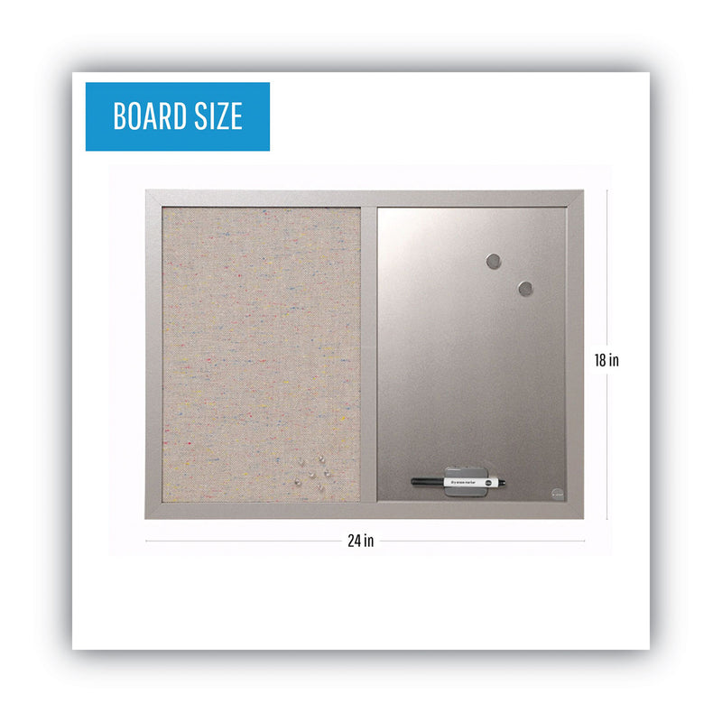 MasterVision Combo Bulletin Board, Bulletin/Dry Erase, 24X18, Gray Frame