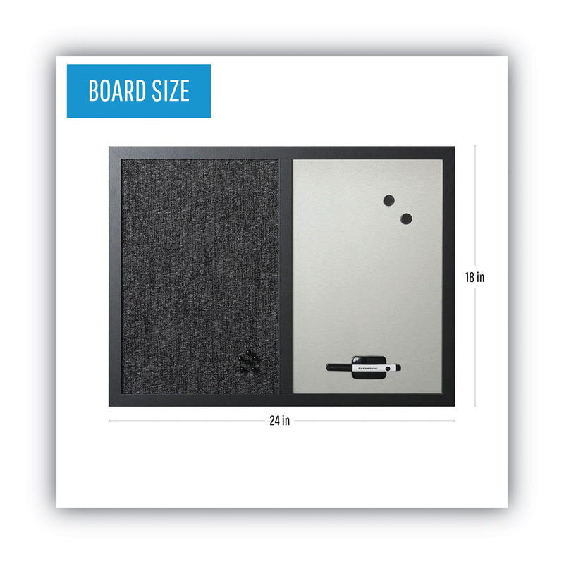 MasterVision Combo Bulletin Board, Bulletin/Dry Erase, 24X18, Black Frame
