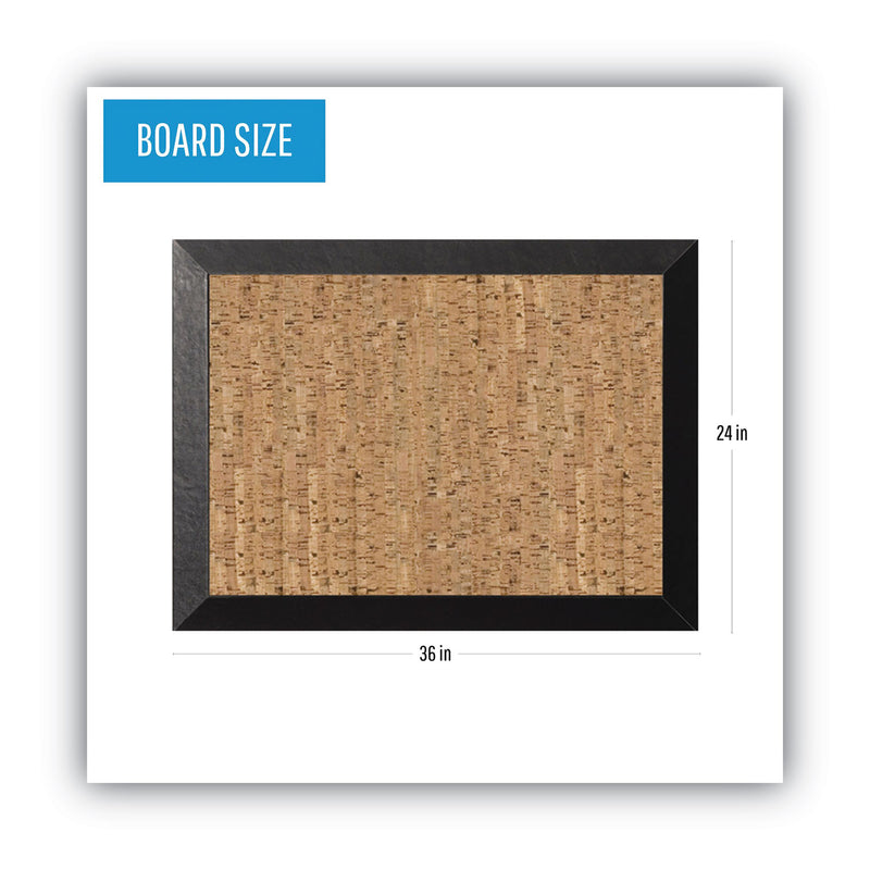 MasterVision Natural Cork Bulletin Board, 36x24, Cork/Black