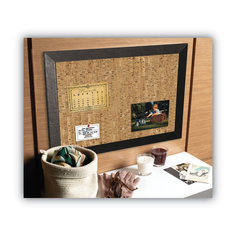 MasterVision Natural Cork Bulletin Board, 36x24, Cork/Black