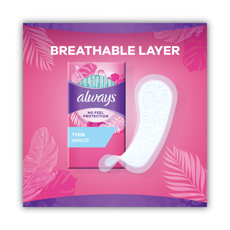 Always Thin Daily Panty Liners, Regular, 20/Pack, 24 Packs/Carton