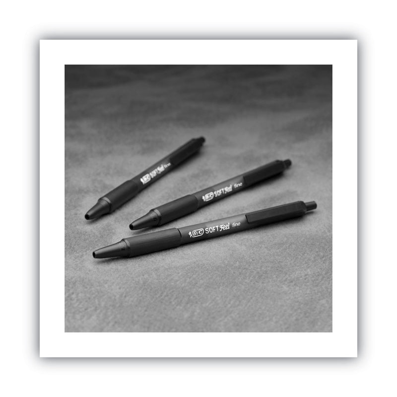BIC Soft Feel Ballpoint Pen Value Pack, Retractable, Medium 1 mm, Black Ink, Black Barrel, 36/Pack