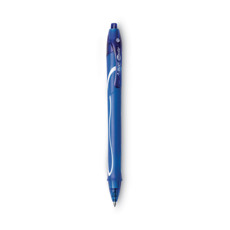 BIC Gel-ocity Quick Dry Gel Pen, Retractable, Medium 0.7 mm, Blue Ink, Blue Barrel, Dozen