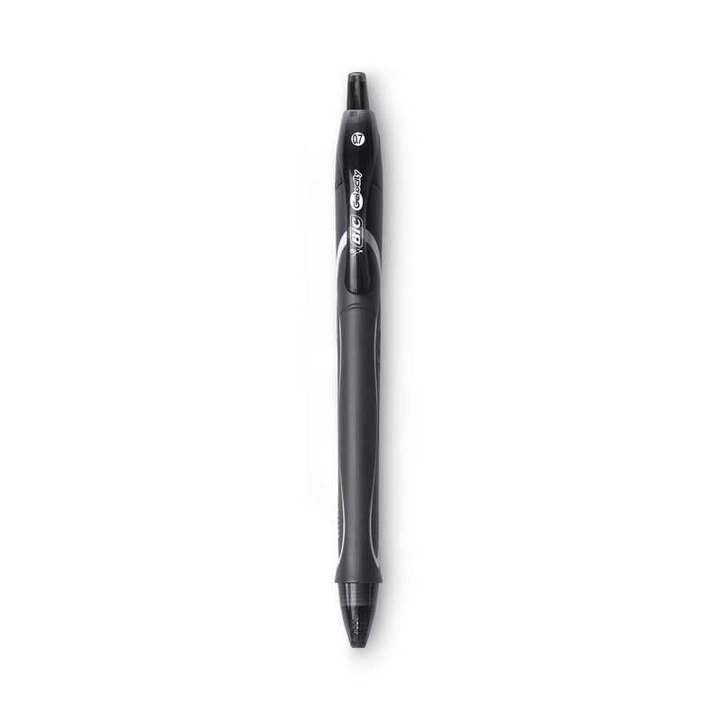 BIC Gel-ocity Quick Dry Gel Pen, Retractable, Medium 0.7 mm, Black Ink, Black Barrel, Dozen