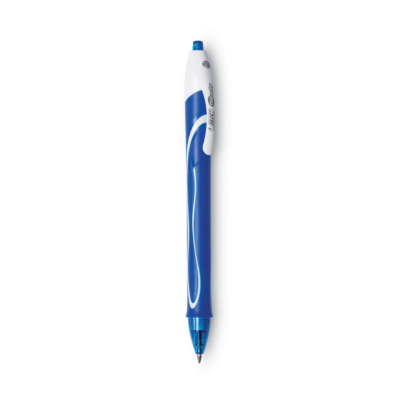 BIC Gel-ocity Quick Dry Gel Pen, Retractable, Fine 0.5 mm, Blue Ink, Blue Barrel, Dozen