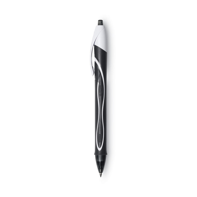 BIC Gel-ocity Quick Dry Gel Pen, Retractable, Fine 0.5 mm, Black Ink, Black Barrel, Dozen
