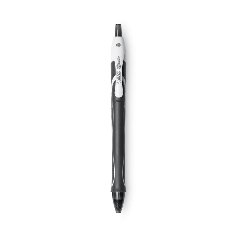BIC Gel-ocity Quick Dry Gel Pen, Retractable, Fine 0.5 mm, Black Ink, Black Barrel, Dozen