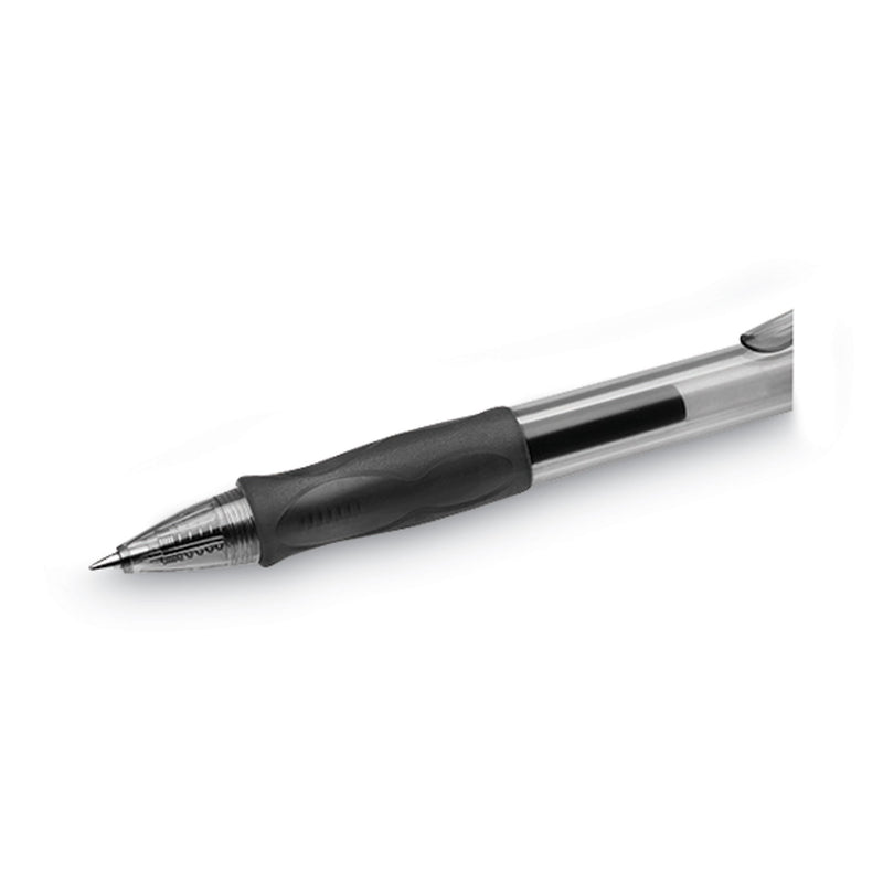 BIC Gel-ocity Gel Pen, Retractable, Medium 0.7 mm, Black Ink, Translucent Black Barrel, Dozen