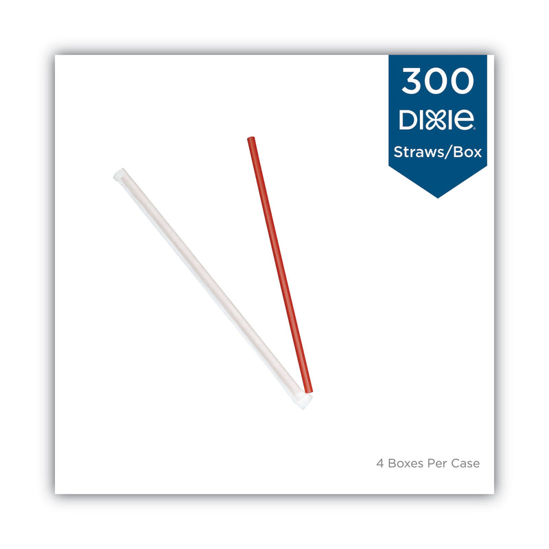 Dixie Wrapped Giant Straws, 10.25", Polypropylene, Red, 300/Box, 4 Boxes/Carton