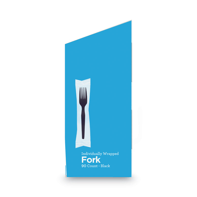 Dixie Grab’N Go Wrapped Cutlery, Forks, Black, 90/Box, 6 Box/Carton