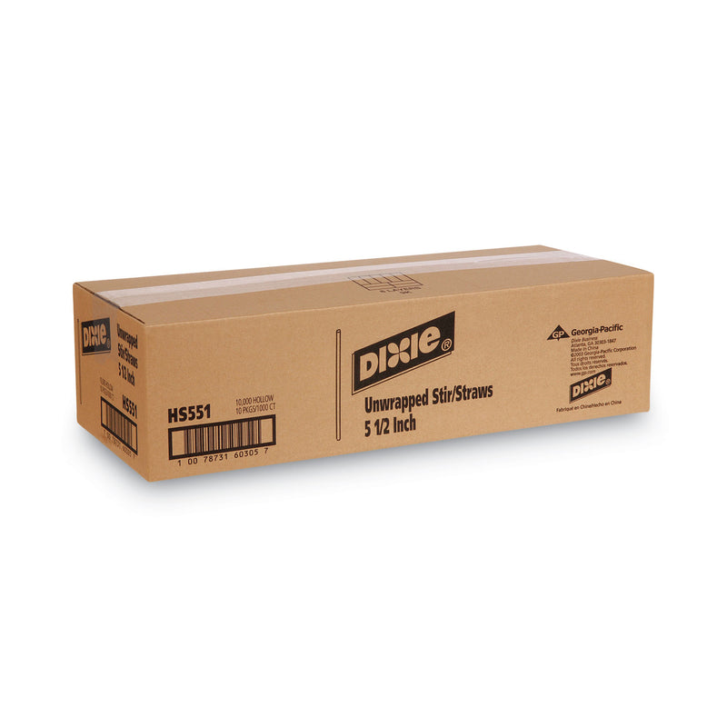 Dixie Unwrapped Hollow Stir-Straws, 5.5", Plastic, White/Red, 1,000/Box, 10 Boxes/Carton