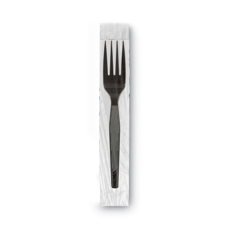 Dixie Grab’N Go Wrapped Cutlery, Forks, Black, 90/Box, 6 Box/Carton