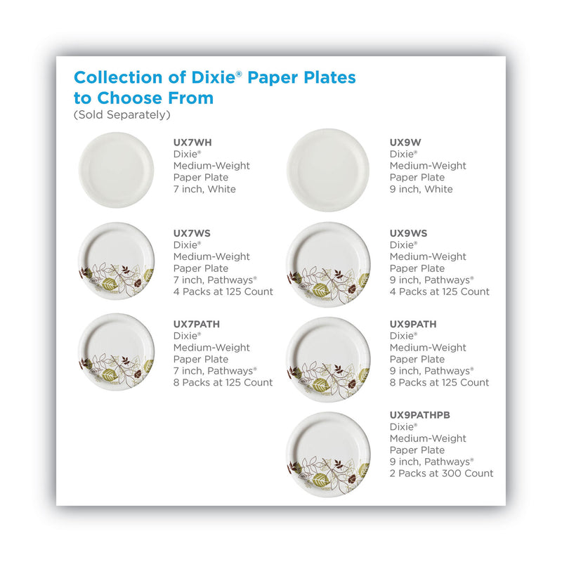 Dixie Pathways Soak-Proof Shield Mediumweight Paper Plates, WiseSize, 6.88" dia, Green/Burgundy, 500/Carton