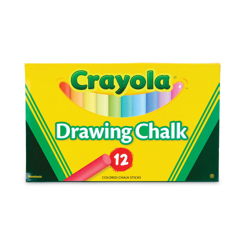 Crayola Colored Drawing Chalk, 3.19" x 0.38" Diameter, 12 Assorted Colors 12 Sticks/Set