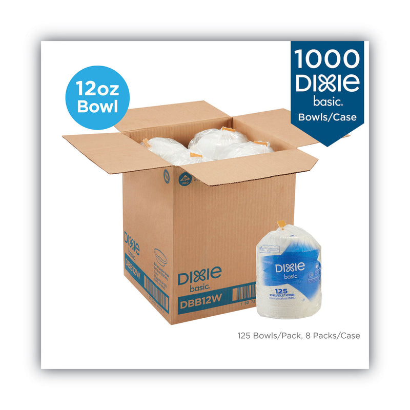 Dixie Paper Dinnerware, Bowls, 12 oz, White, 1,000/Carton