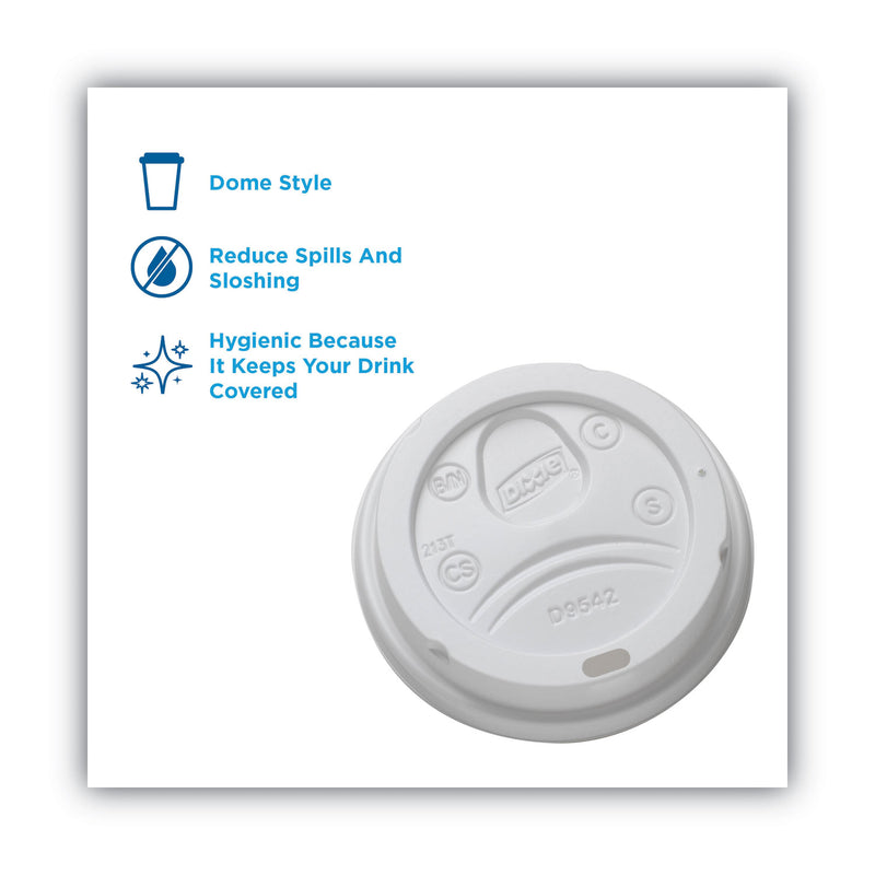 Dixie Dome Drink-Thru Lids, Fits 10 oz to 16 oz Paper Hot Cups, White, 1,000/Carton