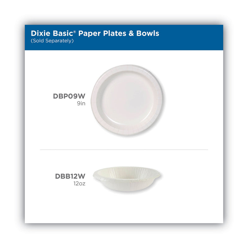 Dixie Paper Dinnerware, Plates, White, 8.5" dia, 125/Pack, 4/Carton