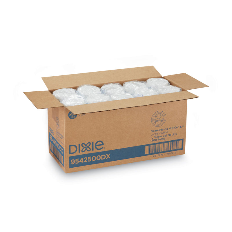 Dixie White Dome Lid Fits 10 oz to 16 oz Perfectouch Cups, 12 oz to 20 oz Hot Cups, WiseSize, 500/Carton