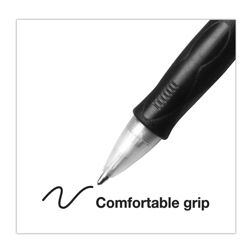 BIC Velocity Easy Glide Ballpoint Pen, Retractable, Medium 1 mm, Black Ink, Translucent Black Barrel, Dozen