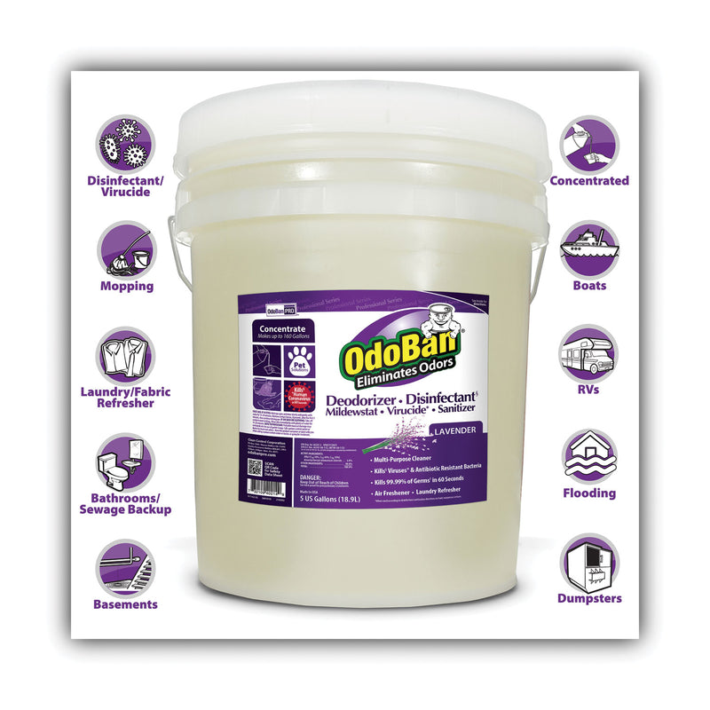 OdoBan Concentrated Odor Eliminator and Disinfectant, Lavender Scent, 5 gal Pail