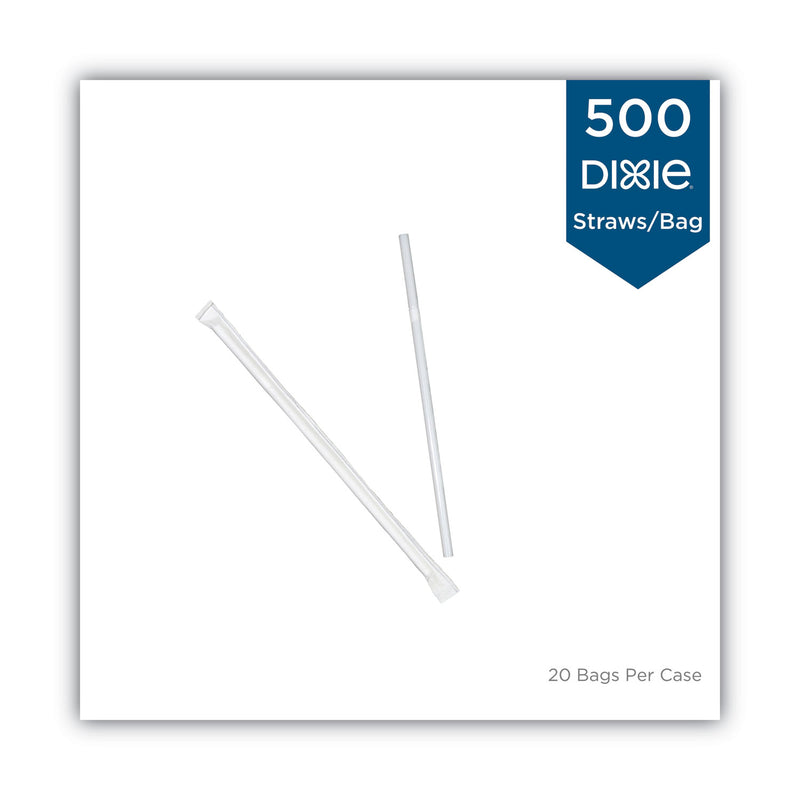 Dixie Wrapped Flex Straws, 7.75", Polypropylene, White, 10,000/Carton