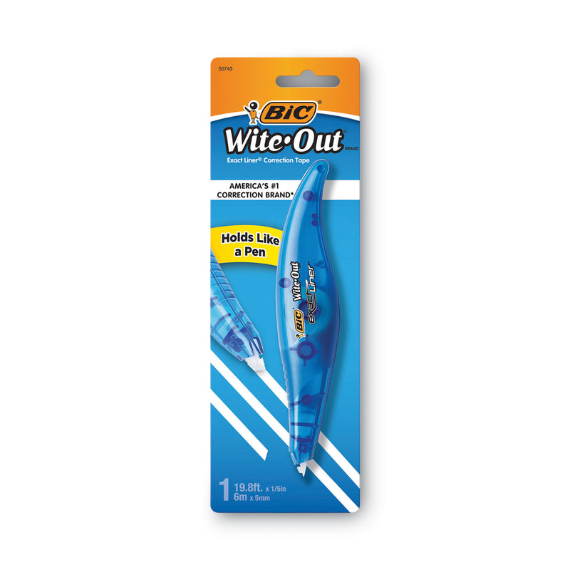 BIC Wite-Out Brand Exact Liner Correction Tape, Non-Refillable, Blue Applicator, 0.2" x 236"